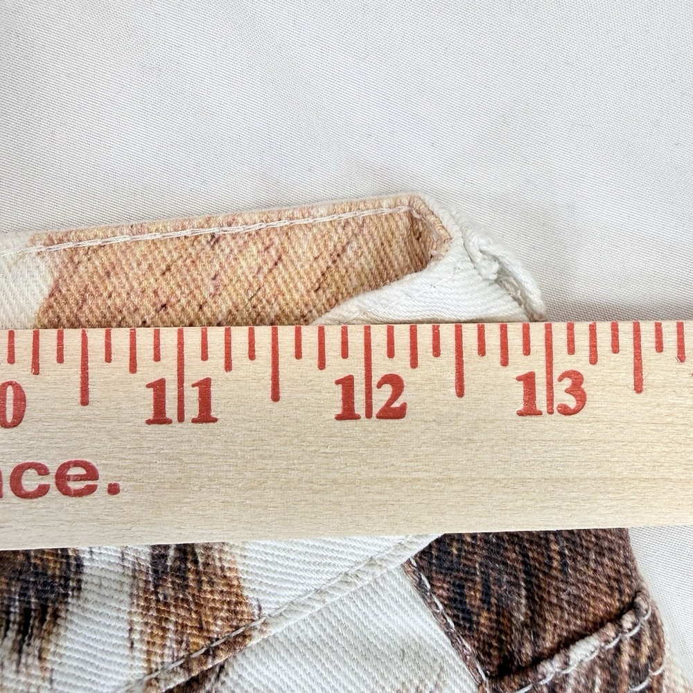 Cider Cow Print Jeans Women M Brown White High Rise Wide Leg Western Y2K Ranch - Picture 8 of 10